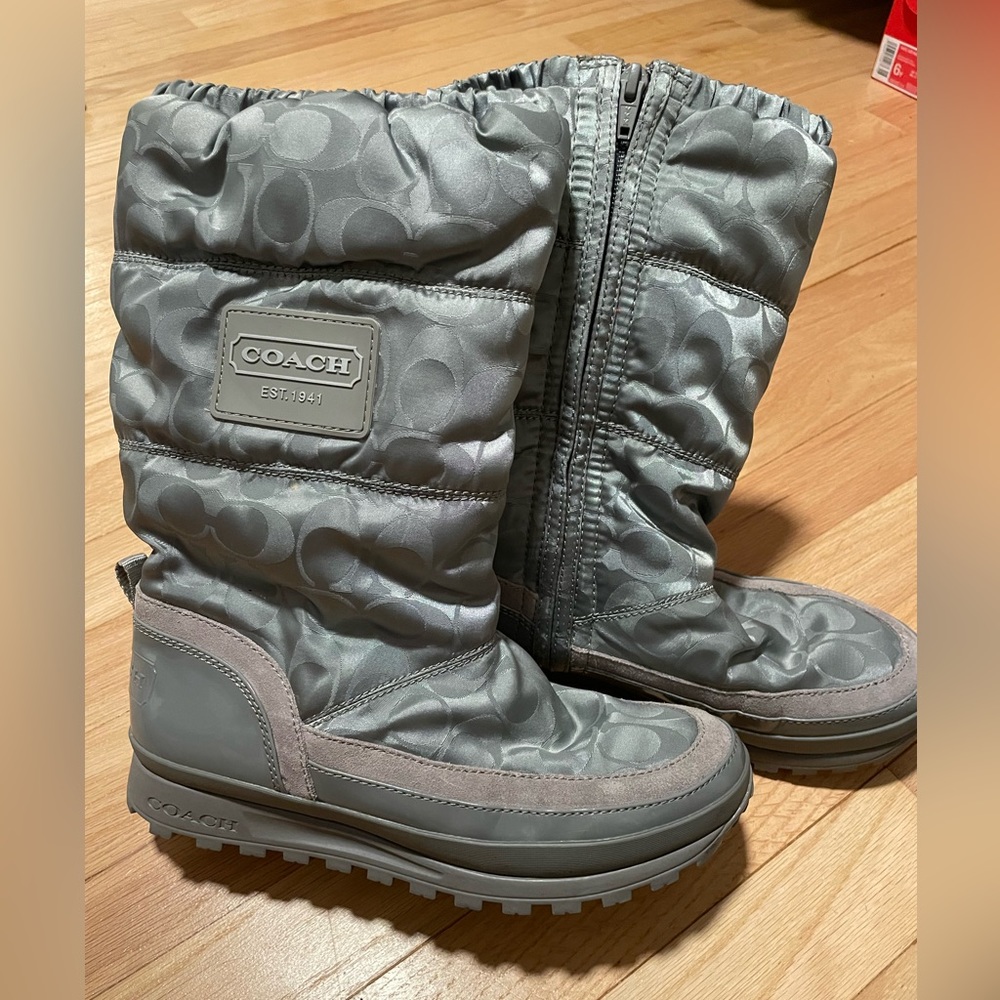 Gray Coach snow boots.